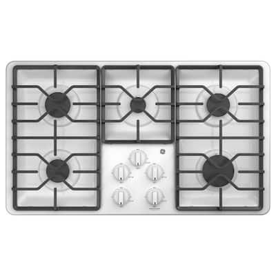 36 in. Gas Cooktop in White with 5 Burners including Power Boil Burners