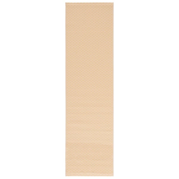 Courtyard Gold/Beige 2 ft. x 8 ft. Check Indoor/Outdoor Runner Rug