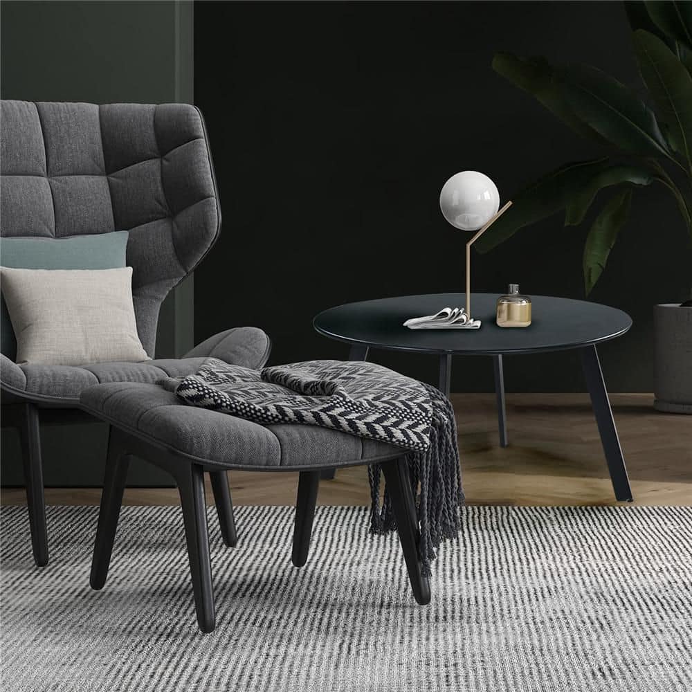 Black Round Steel Outdoor Coffee Table, Weather Resistant