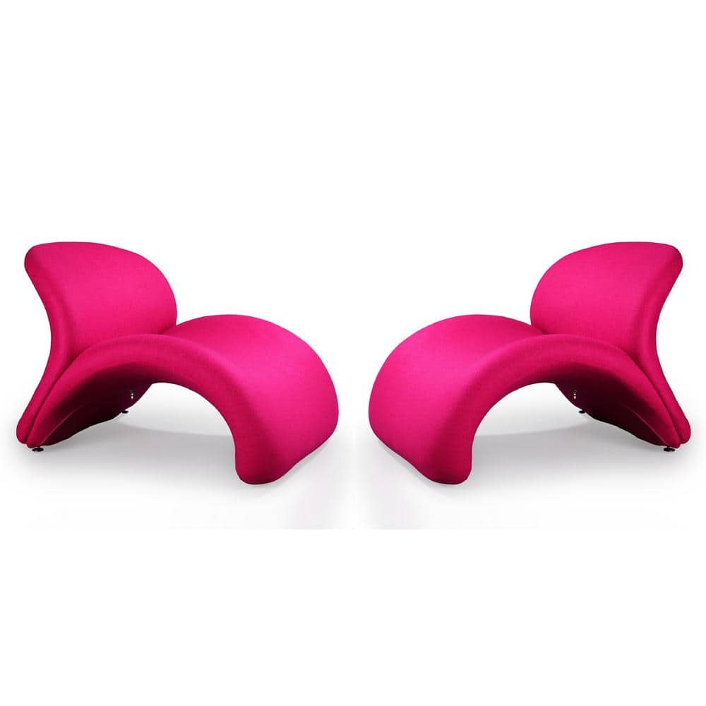 Fuchsia Geometric Metal Slipper Accent Chair