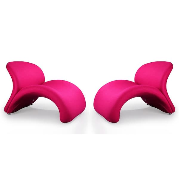 Manhattan Comfort Rosebud Modern Fuchsia Wool Blend Upholstered Accent Side Chair (Set of 2)