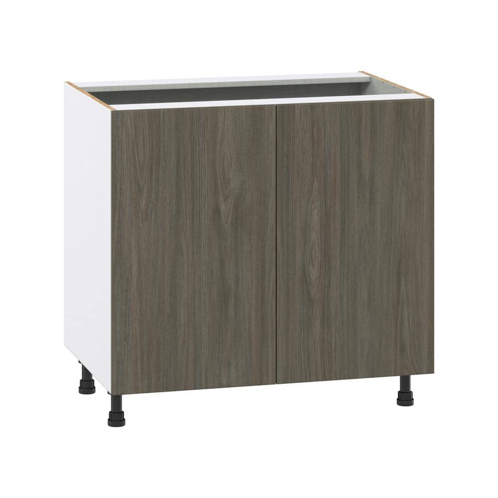 J COLLECTION Medora textured Slab Walnut Assembled Base Kitchen Cabinet ...