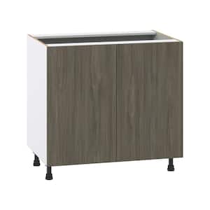 Medora 36 in. W x 34.5 in. H x 24 in. D Textured Slab Walnut Assembled Base Kitchen Cabinet with 2 Full High Doors
