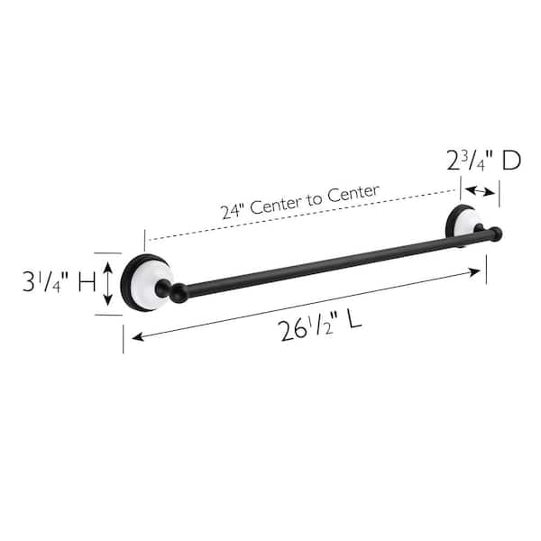 Savannah 24 in. Wall Mounted Towel Bar in Matte Black and Polished Chrome