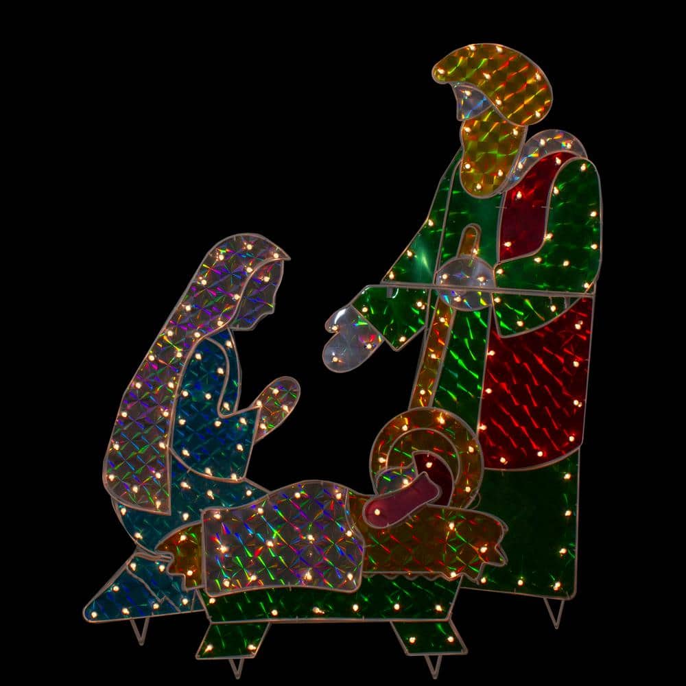 40" Holographic Lighted Christmas Nativity Set Outdoor Decoration