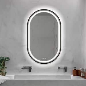 20 in. W x 32 in. H Oval Led with Framed Wall Mount High Lumen Bathroom Vanity Mirror Energy Saving Waterproof Anti-fog