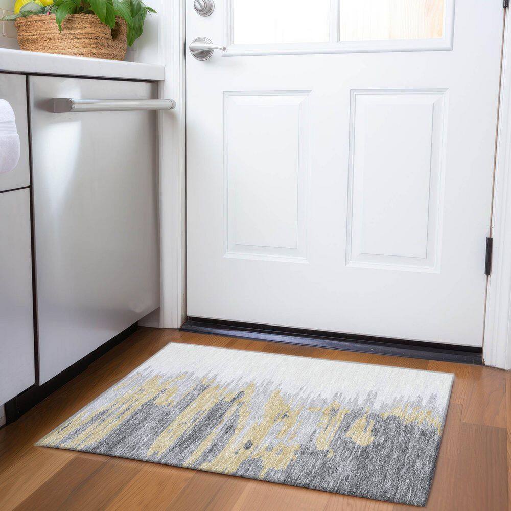 Mayfield Premium Machine Washable Abstract AMF1050 Gray 2 ft. x 3 ft. Area Rug price history on PriceWatchPro