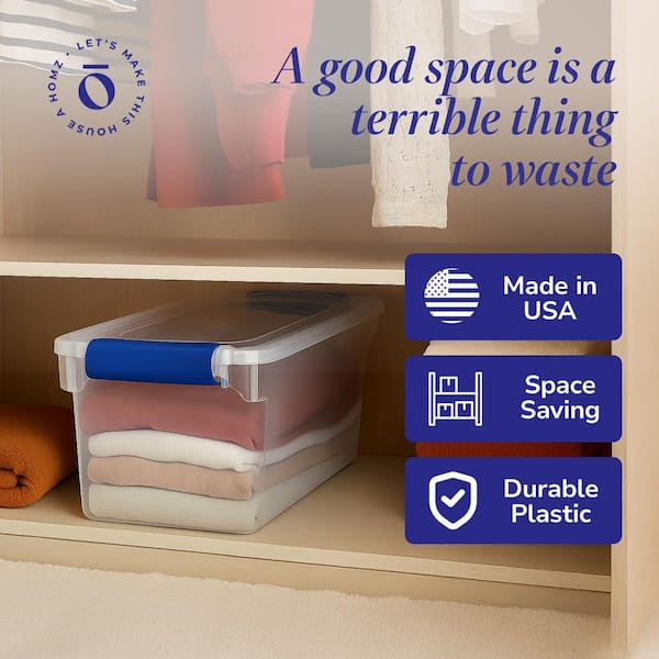 HOMZ 7.5 qt. Secure Latching Plastic Stackable Storage Container