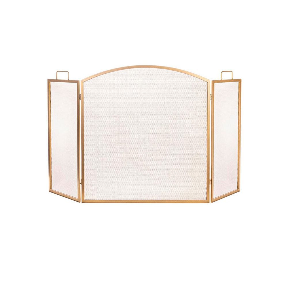 ENNA 3 Fold Matte Gold Arch Top Fireplace Screen S2538MG - The