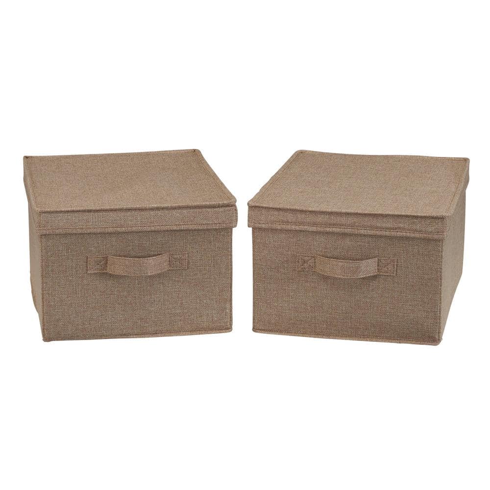 Latte Linen Large Stackable Storage Box with Lid Set