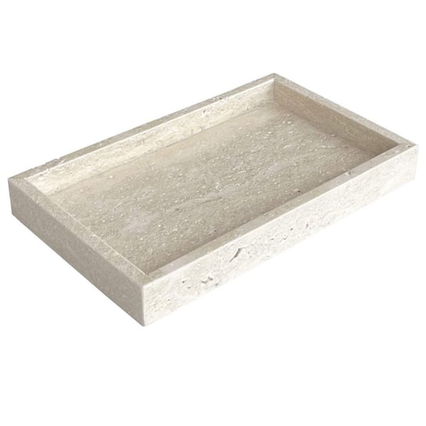 Unbranded Natural Beige Marble Elegant Decorative Tray Jewelry Tray Small Stone Organizer for Dressroom/Bathroom/Coffeeshop
