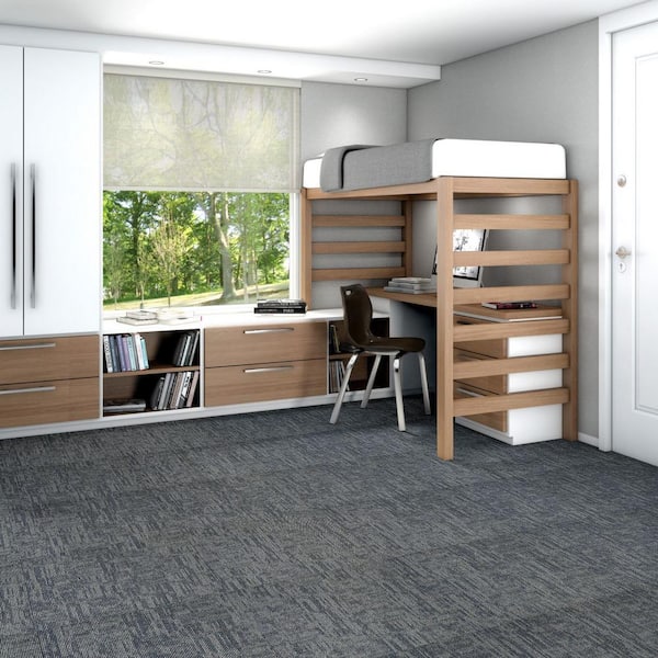 Graphix - Blue Fox - Blue Residential 24 x 24 in. Glue-Down Carpet Tile Square (48 sq. ft.)