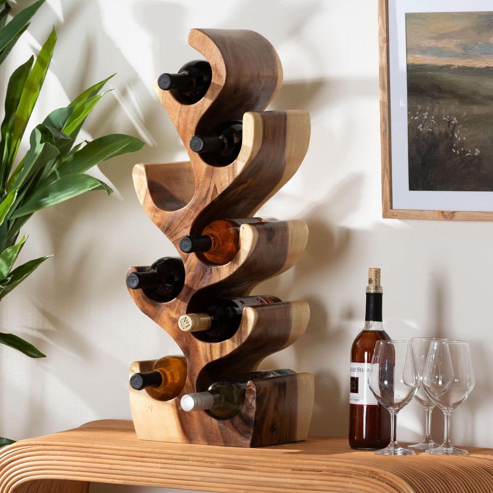 bali & pari Matana 8-Bottle Natural Suar Wood Wine Rack 260-14315-HD ...