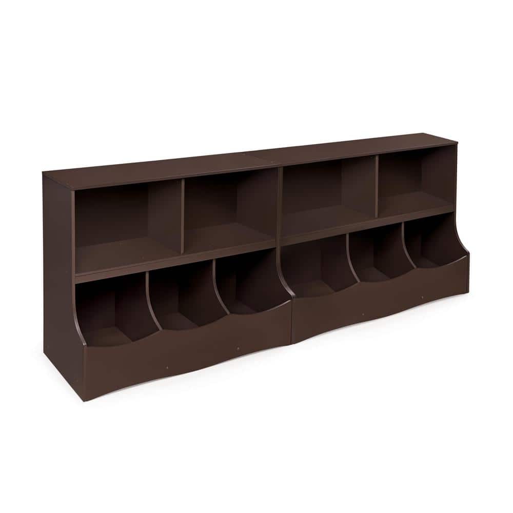 Espresso MDF Kids' Multi-Bin Storage Cubby with Open Shelves