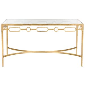 Lura 41 in. Gold Large Rectangle Glass Coffee Table