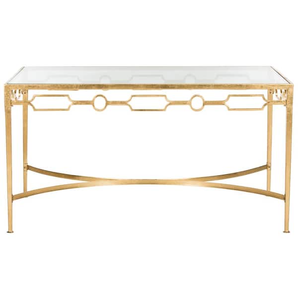 SAFAVIEH Lura 41 in. Gold Large Rectangle Glass Coffee Table