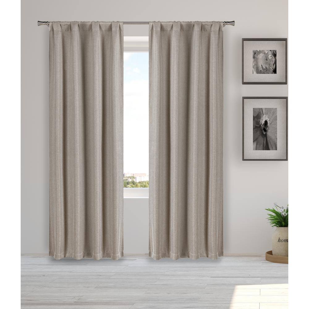 Wheat Striped Thermal Blackout Curtain - 38 in. W x 84 in. L (Set of 2)