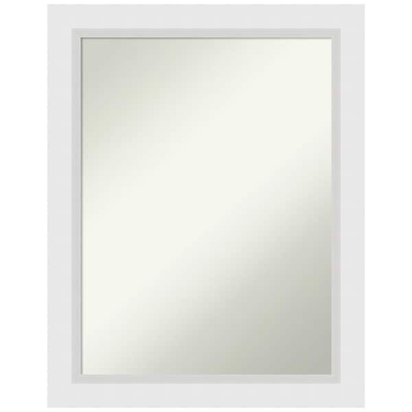 Amanti Art Blanco White 22 in. H x 28 in. W Wood Framed Non-Beveled Bathroom Vanity Mirror in White