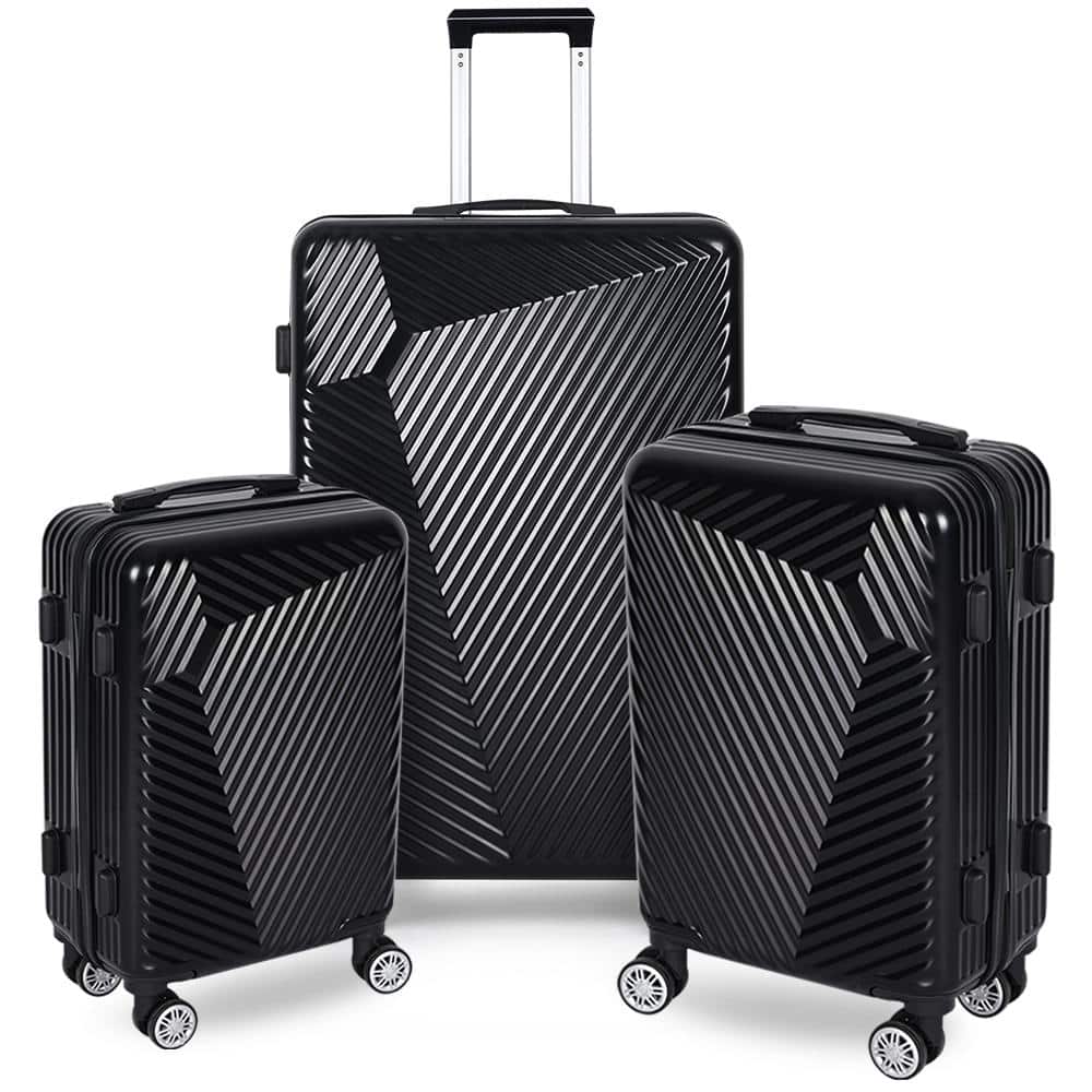 Hikolayae Port Victoria Nested Hardside Luggage Set in Luxury Black, 3 Piece - TSA Compliant