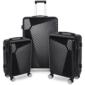Port Victoria Nested Hardside Luggage Set in Luxury Black, 3 Piece - TSA Compliant
