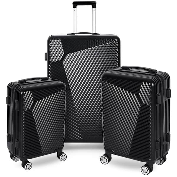 HIKOLAYAE Port Victoria Nested Hardside Luggage Set in Luxury Black, 3 Piece - TSA Compliant
