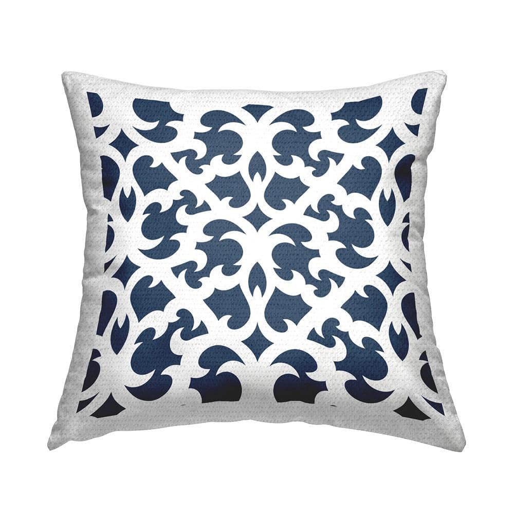 Blue Brocade Motif Outline Blue Square Outdoor Throw Pillow price history on PriceWatchPro