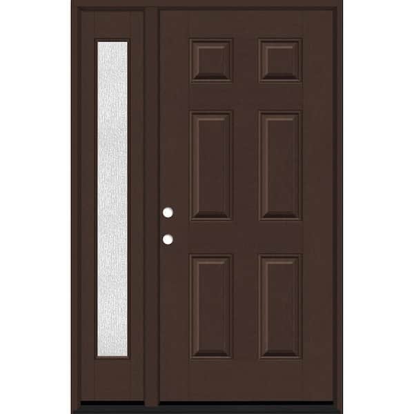 Steves & Sons Regency 53 in. x 80 in. 6 Panel RHIS Chestnut Stain Mahogany Fiberglass Prehung Front Door w/Rain14in. SL 4-9/16