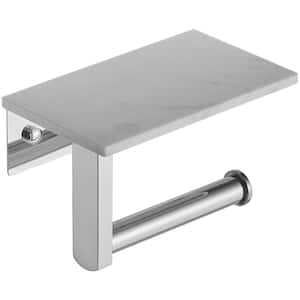 Wall Mount Toilet Paper Holder with Natural Marble Shelf Tissue Storage Holder in Polished Chrome