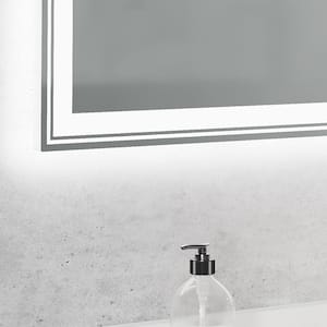 48 in. W x 36 in. H Rectangular Frameless Anti Fog Touch Sensor Front Back Light Wall Bathroom Vanity Mirror in White