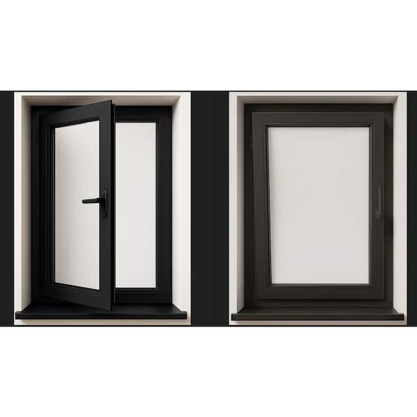 36 in. x 48 in. BLK/Wht, Single Sash, uPVC Triple Pane, Tilt and Turn Window, Replacement/New Construction w/Screen, LH