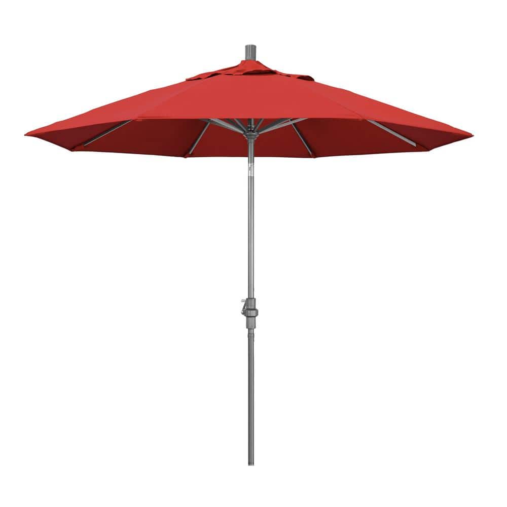 9 ft. Hammertone Grey Aluminum Market Patio Umbrella with Collar Tilt Crank Lift in Red Olefin price history on PriceWatchPro