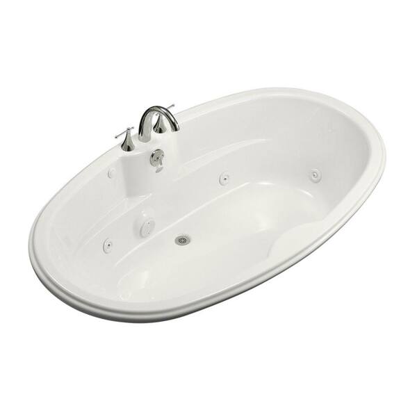 KOHLER 6 ft. Acrylic Oval Drop-in Whirlpool Bathtub in White with Heater