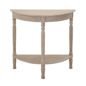 32 in. Light Brown Half Moon Wood Traditional Console Table