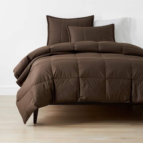 The Company Store Lacrosse LoftAIRE Recycled Fill Extra Down Alternative Dark Brown Full Cotton Comforter