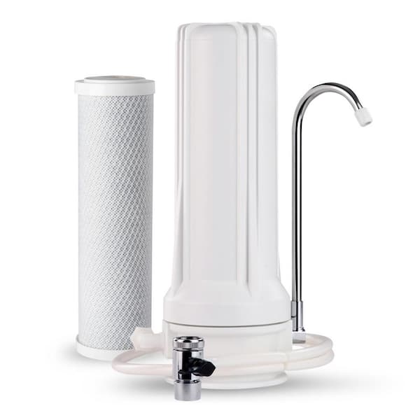 Countertop Drinking Water Filtration System for Faucet, Reduces Chloramine, Odors, Sediment, and 99% of Chlorine, White