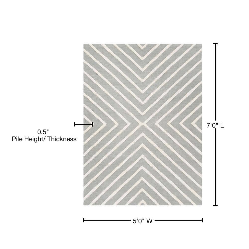 Gray Hand-Tufted Wool Kids Area Rug 5' x 7'