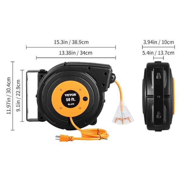 UISEBRT 20m Automatic Cable Winder Wall Mount 180° Outdoor Extension Cable  Reel with Electric Cable : : Tools & Home Improvement