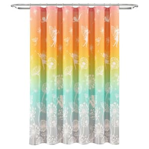 72 in. x 72 in. Pastel Rainbow Single Make A Wish Dandelion Fairy Ombre Shower Curtain