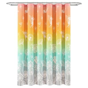 72 in. x 72 in. Pastel Rainbow Single Make A Wish Dandelion Fairy Ombre Shower Curtain