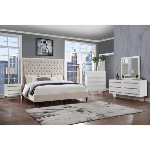 Best Master Furniture Bellanova 3-Drawer White Nightstand 26.5 in. H x 24 in. W x 20 in. D