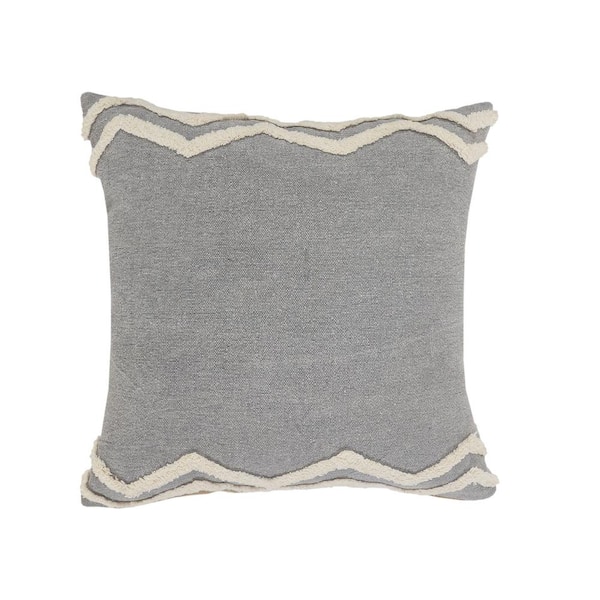 LR Home Bordered Modern Rustic Throw Pillow, 20 inch x 20 inch, Gray / White