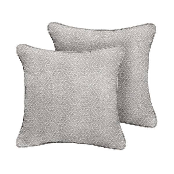 SORRA HOME Sunbrella Retain Oyster Square Outdoor Throw Pillow (2-Pack)