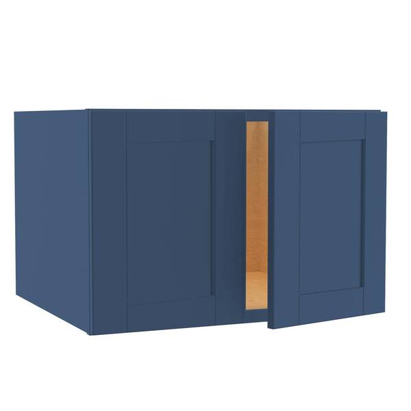 Home Decorators Collection Washington Vessel Blue Plywood Shaker Assembled Wall Kitchen Cabinet Soft Close 27 W in. 24 D in. 18 in. H