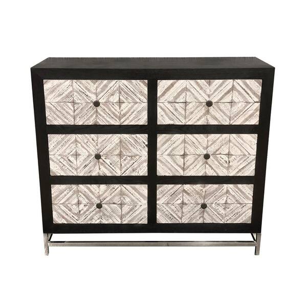 THREE HANDS 36.5 in. Black Wood/Metal Cabinet