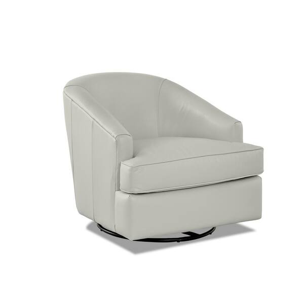 AVENUE 405 Lamar Leather Swivel Gliding Cream Accent Chair