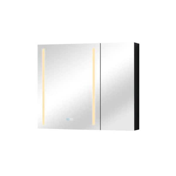 Unbranded 30 in. W x 30 in. H Black Rectangle Aluminum Recessed or Surface Mount Medicine Cabinet, Medicine Cabinet with Mirror