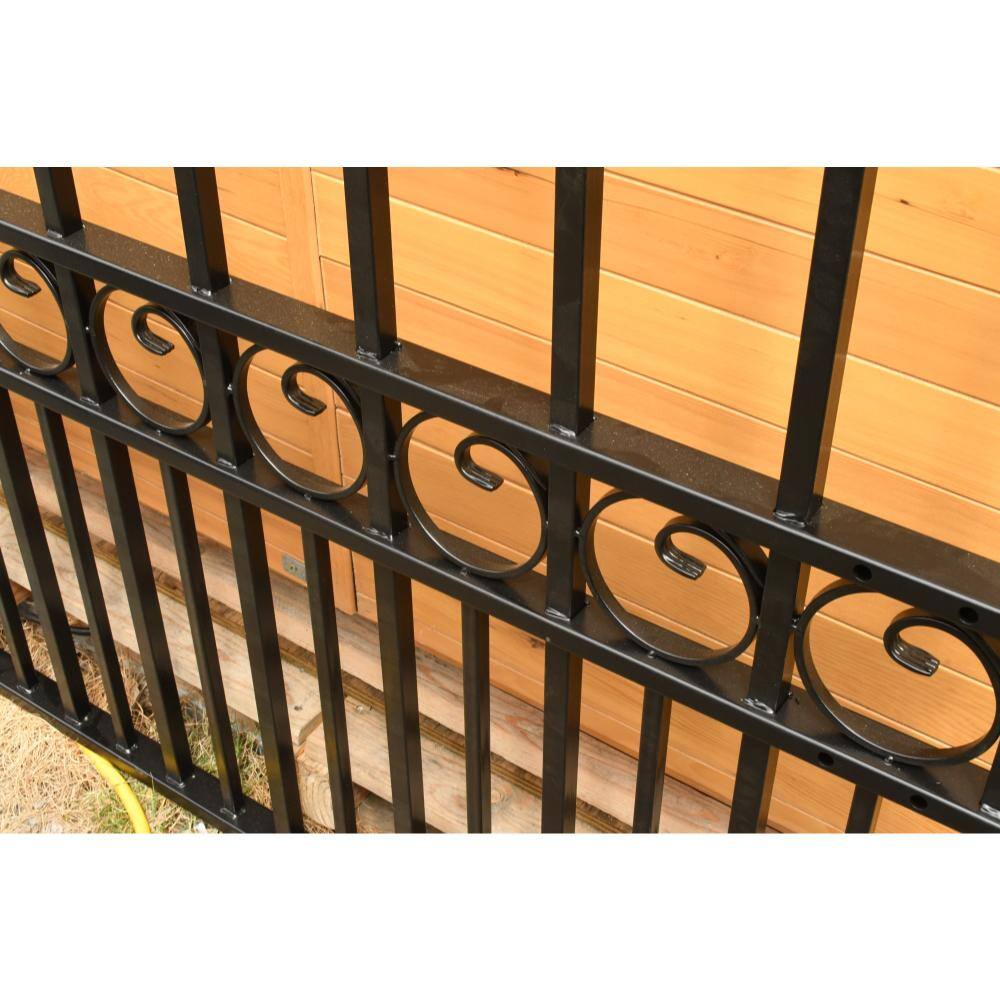 Paris Style Black Steel Sliding Driveway Gate with Pedestrian Gate