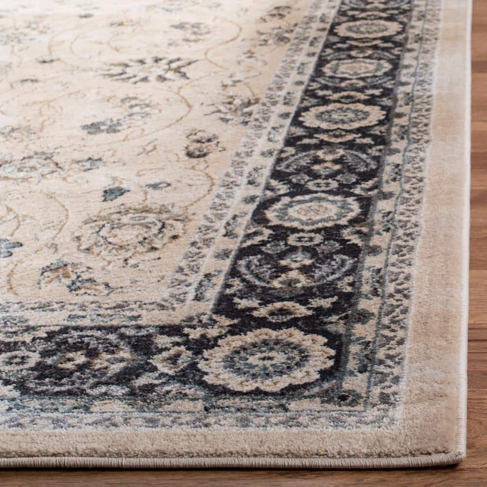 Light Beige and Anthracite Tufted Synthetic Area Rug