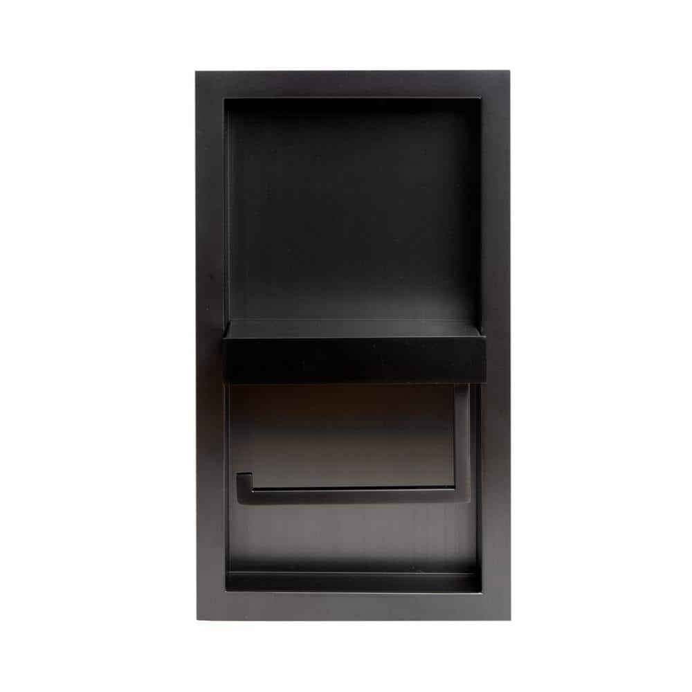 Brushed Black Stainless Steel Recessed Toilet Paper Holder Niche