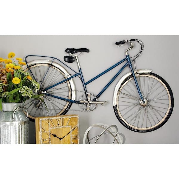 Litton Lane 39 in. x 22 in. Metal Black Bike Wall Decor with Seat and Handles